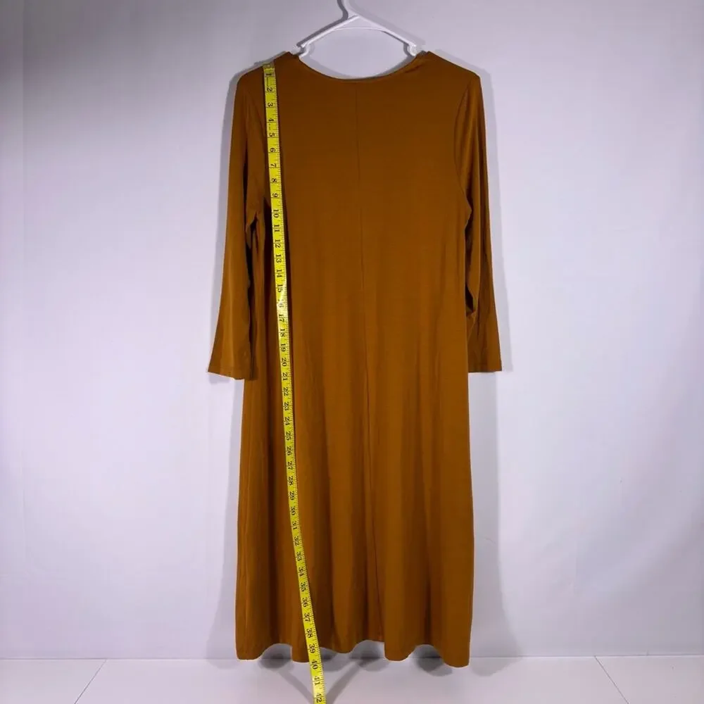 Garnet Hill Orange Long Sleeve A-Line Dress Size Small 1224
